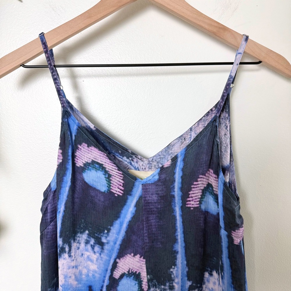 Chufy Iris Mini Dress Petal Skin Blue Butterfly Print Cupro XS Vegan Silk Boho - Picture 6 of 11